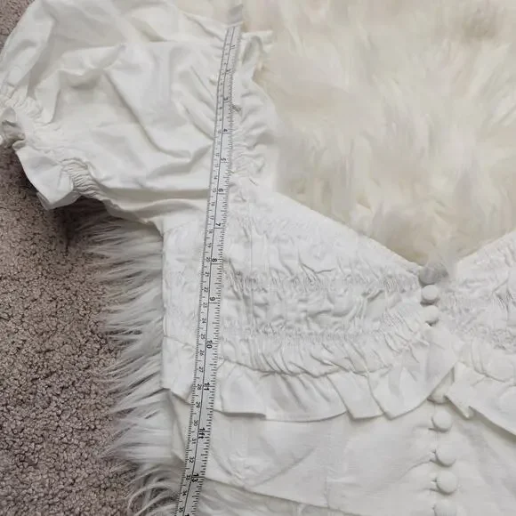 SABO Shirred Milkmaid Crop Top Womens Size XS Romantic Feminine Cottage Coquette - Picture 10 of 12